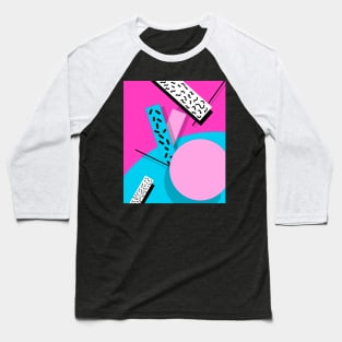 80s Bubble Gum Geometric Design Pattern Baseball T-Shirt